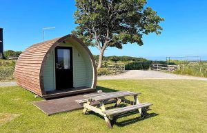 Glamping pod at Hendre Hall in Llwyngwril