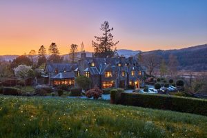 Penmaenuchaf hotel and gardens at sunset