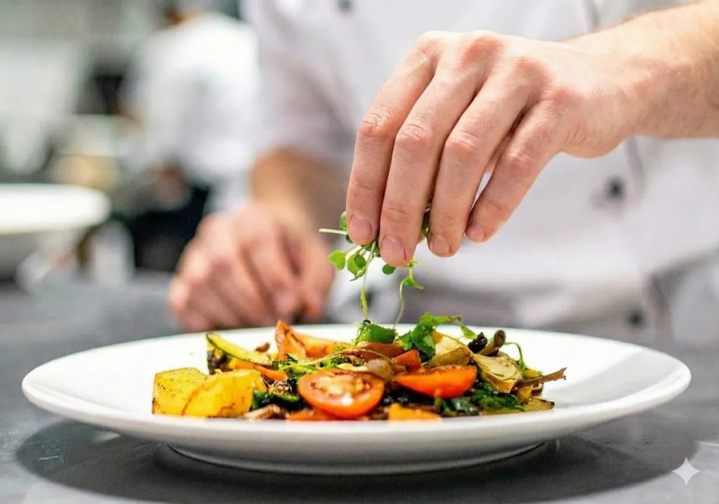 A dish being prepared at The Peak Restaurant in Llanberis
